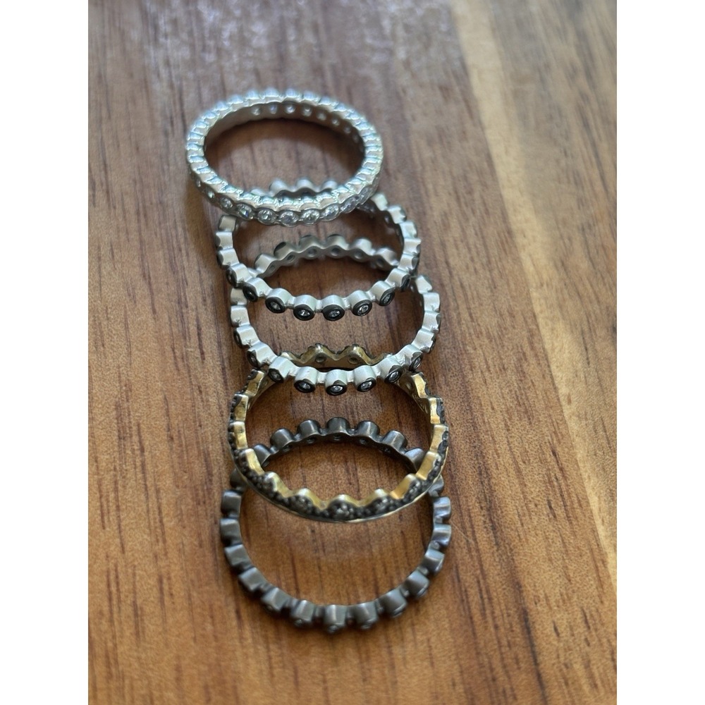 Freida Rothman Five Sterling Silver Stacking Rings Sizes 6-7 - Picture 2 of 16